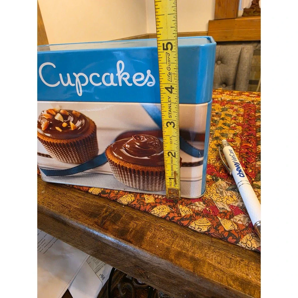 Cupcake Recipe Tin With Cards Blue Metal Storage Box Publications International